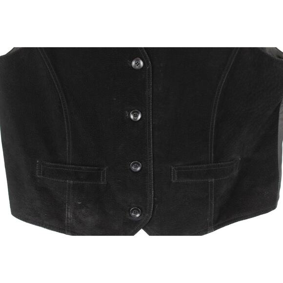 Route 66 Leather Vest Women Large Black Suede Biker Western Wear Front Pockets - Picture 4 of 15